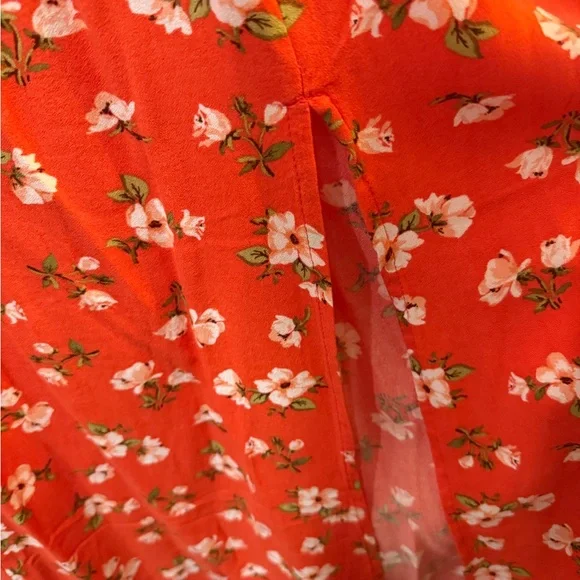 Old Navy Orange Floral Crepe Midi Dress - Picture 7 of 7
